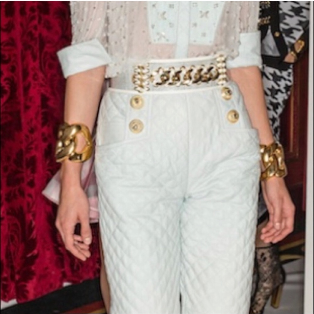 Authentic Balmain 24k gold plated chain link cuff